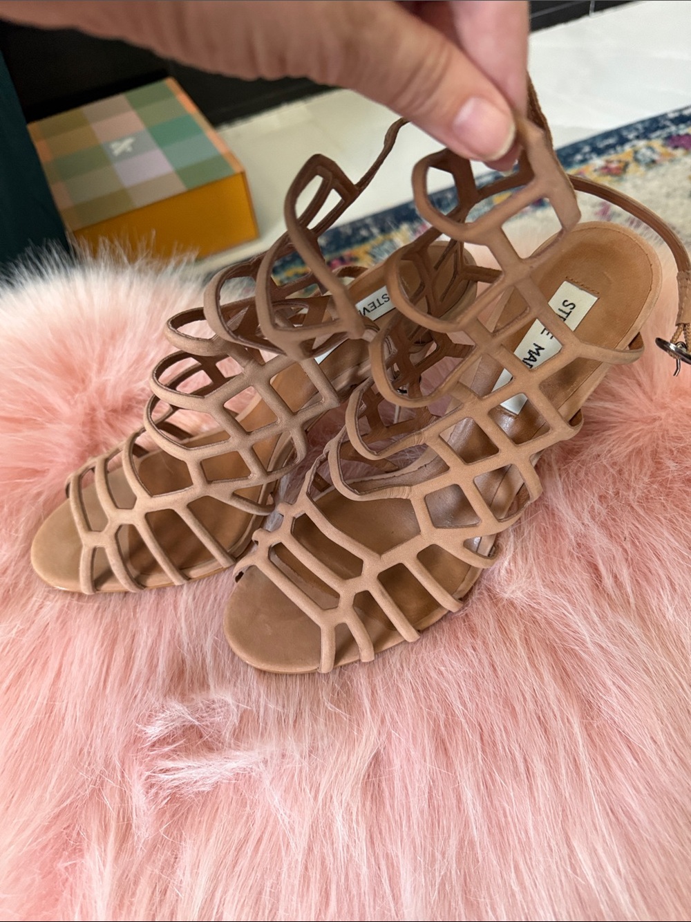 Steve Madden Nude/Tan Cage Heeled Sandals